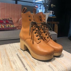 Swedish Hasbeens Lace Up Plateau boots